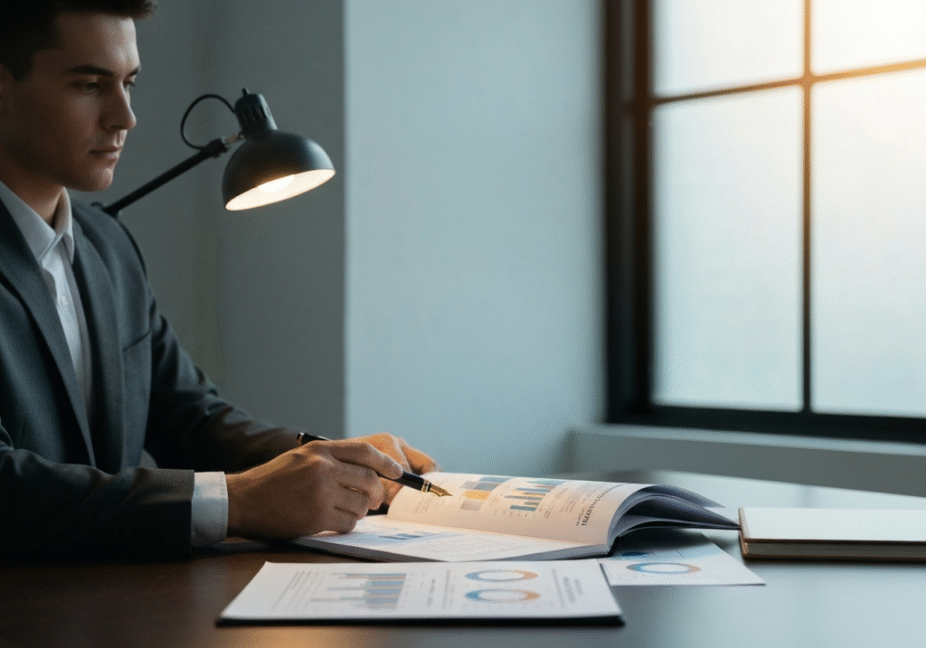A professional reviewing referral network pricing plans.